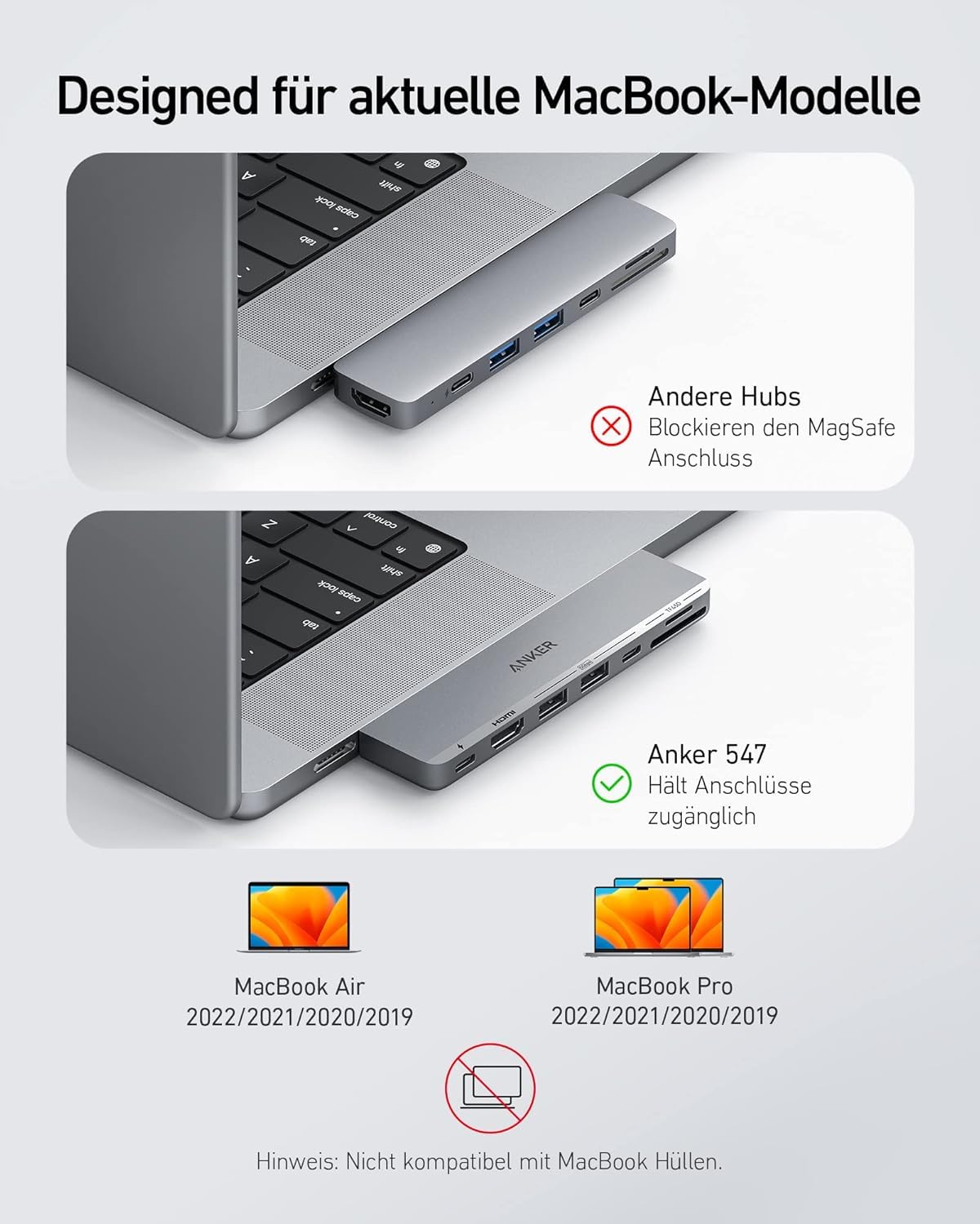 Anchor USB-C Hub for MacBook, Anchor 547 USB-C Hub (7-in-2), Compatible with Thunderbolt 4 Port, 4K HDMI, 2 USB-A ports for MacBook Pro 13 inch, MacBook Air M1/M2, and more.