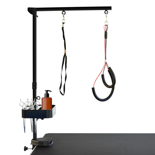 SHELANDY Grooming Arm with Clamp for large and small dogs, 35 inches, height adjustable, including Two Non-sitting Haunch Holder, Black