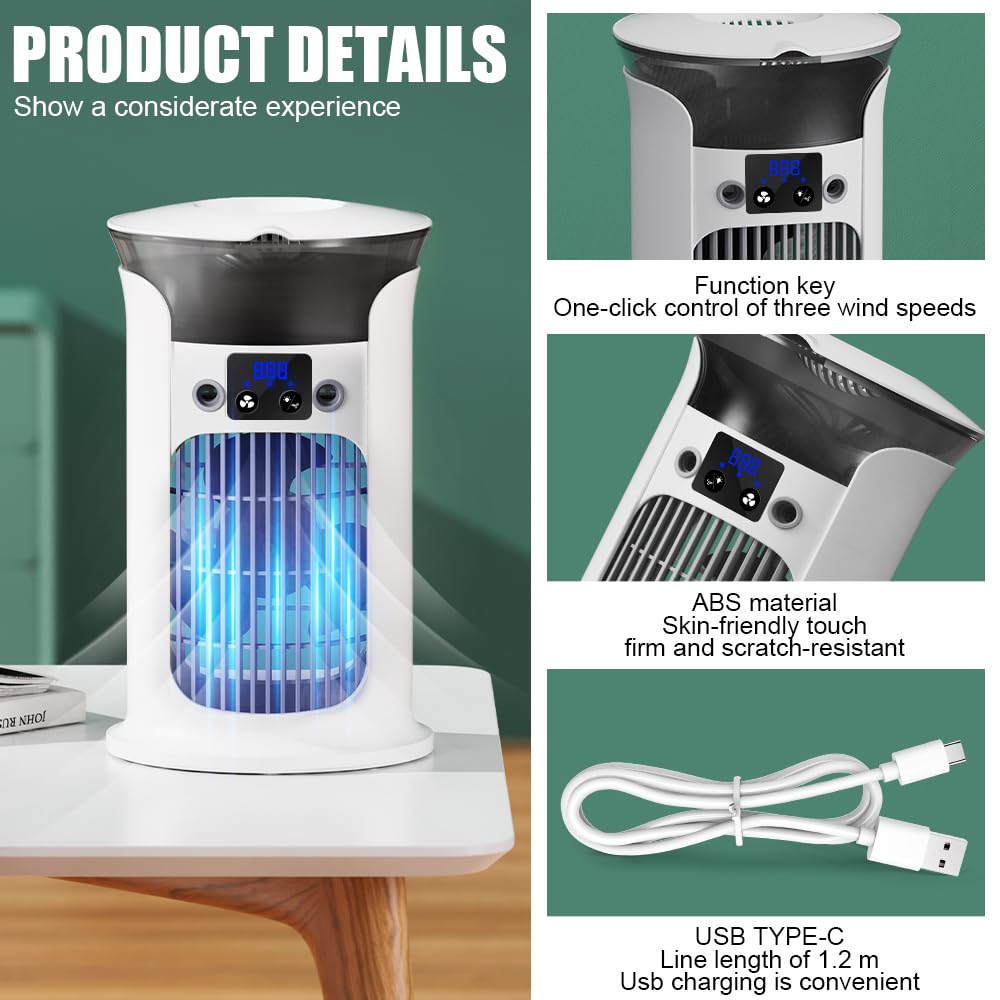 Mobile air conditioner, mini air cooler, small air conditioner, portable air conditioner, no exhaust hose air conditioner, quiet portable air conditioner (green)