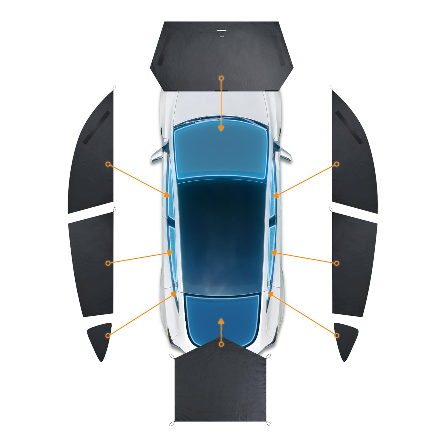 Havnby 2020-2024 Tesla Model Y Curtains Car Privacy Sunshade Windshield Sunshade for Camping Foldable Car Accessories UV and Sun Protection 8 Pieces