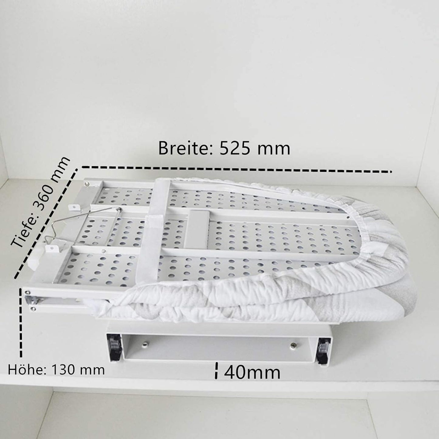uyoyous Pull-Out Ironing Board 180° Rotatable Drawer Sliding Ironing Table Foldable Built-in Ironing Board with Heat-Resistant Cover for Closet Living Room Laundry Room 95.6 x 30 cm
