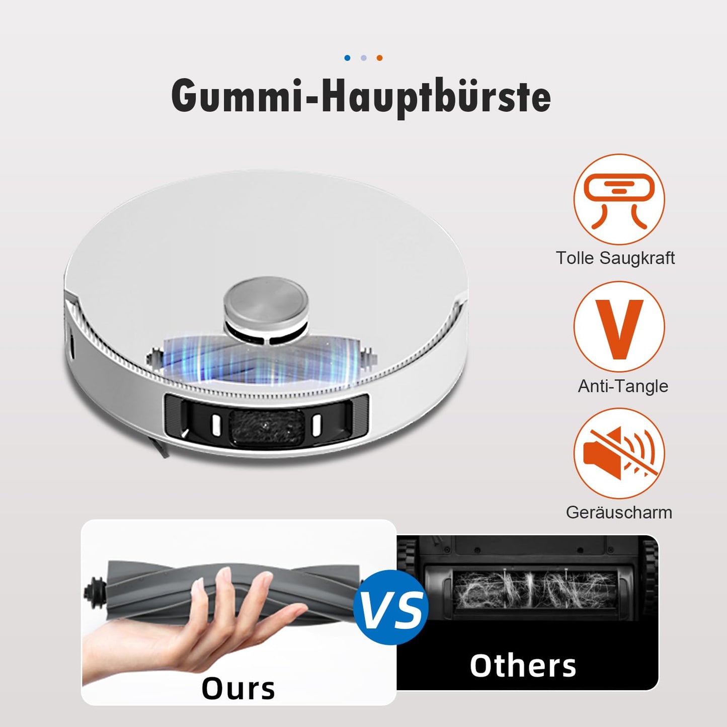 2 main brush accessories for Dreame X40 Ultra / L10s Ultra / L40 Ultra / L10s Ultra Gen 2 / L10s Pro Ultra Heat / D10 Plus Gen 2 robotic vacuum cleaners, rubber brush replacements.