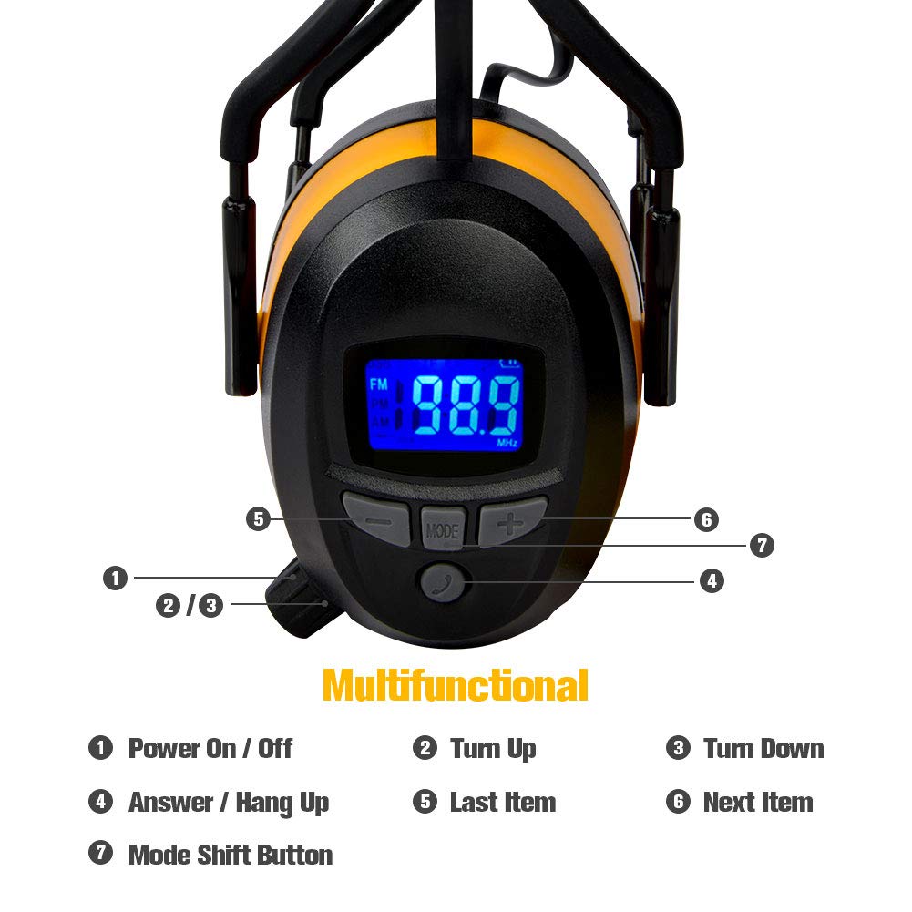 Gardtech ear protection, earmuffs with Radio/Bluetooth/FM, safety ear defenders with NRR 29dB, noise cancelling headphones for men and women, protective headphones for shooting and mowing.