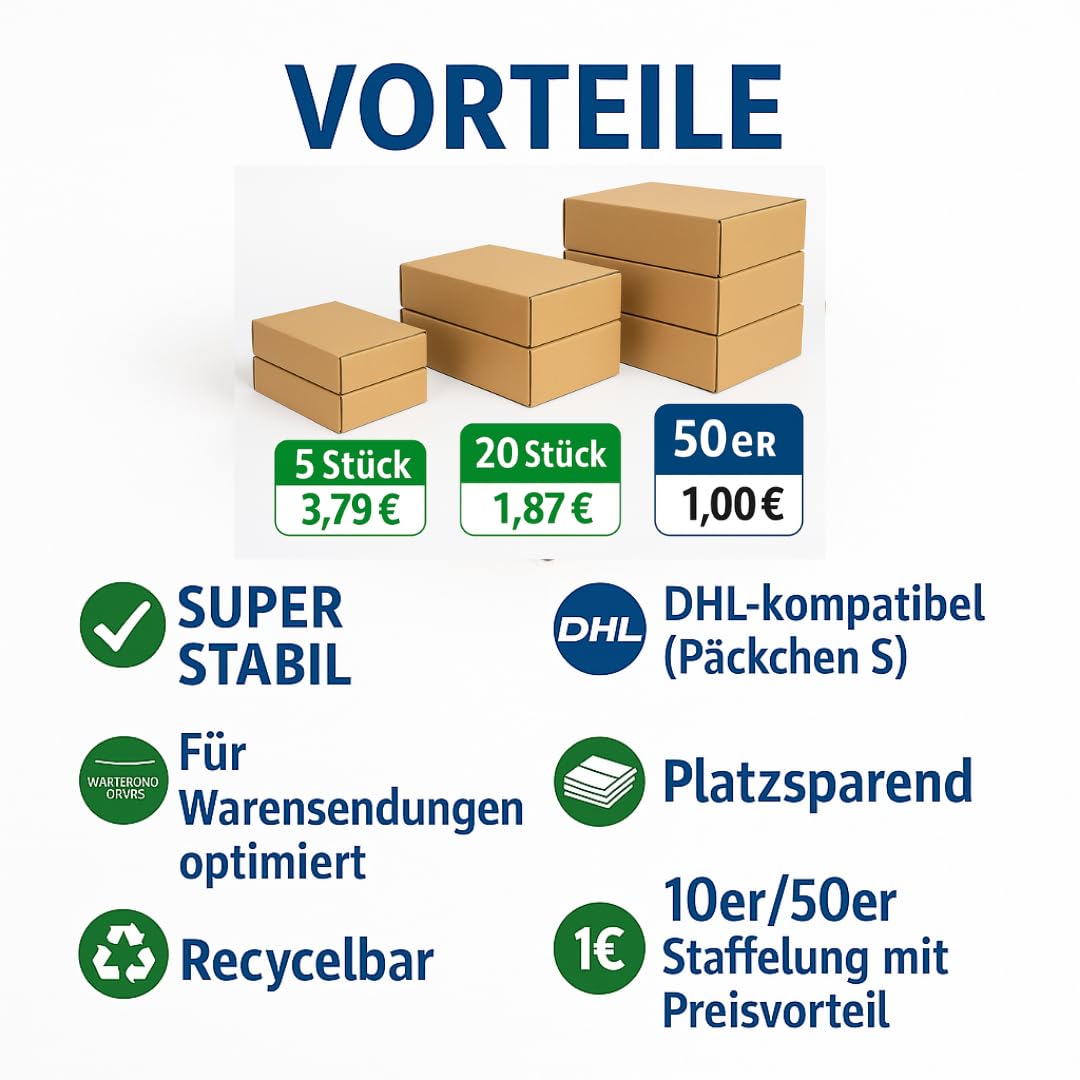 MBC 20s shipping box small, foldable 25 x 20 x 10 cm | Folding box brown | Sturdy and robust | Packet recyclable | Ideal for shipping small goods | DHL compliant size S