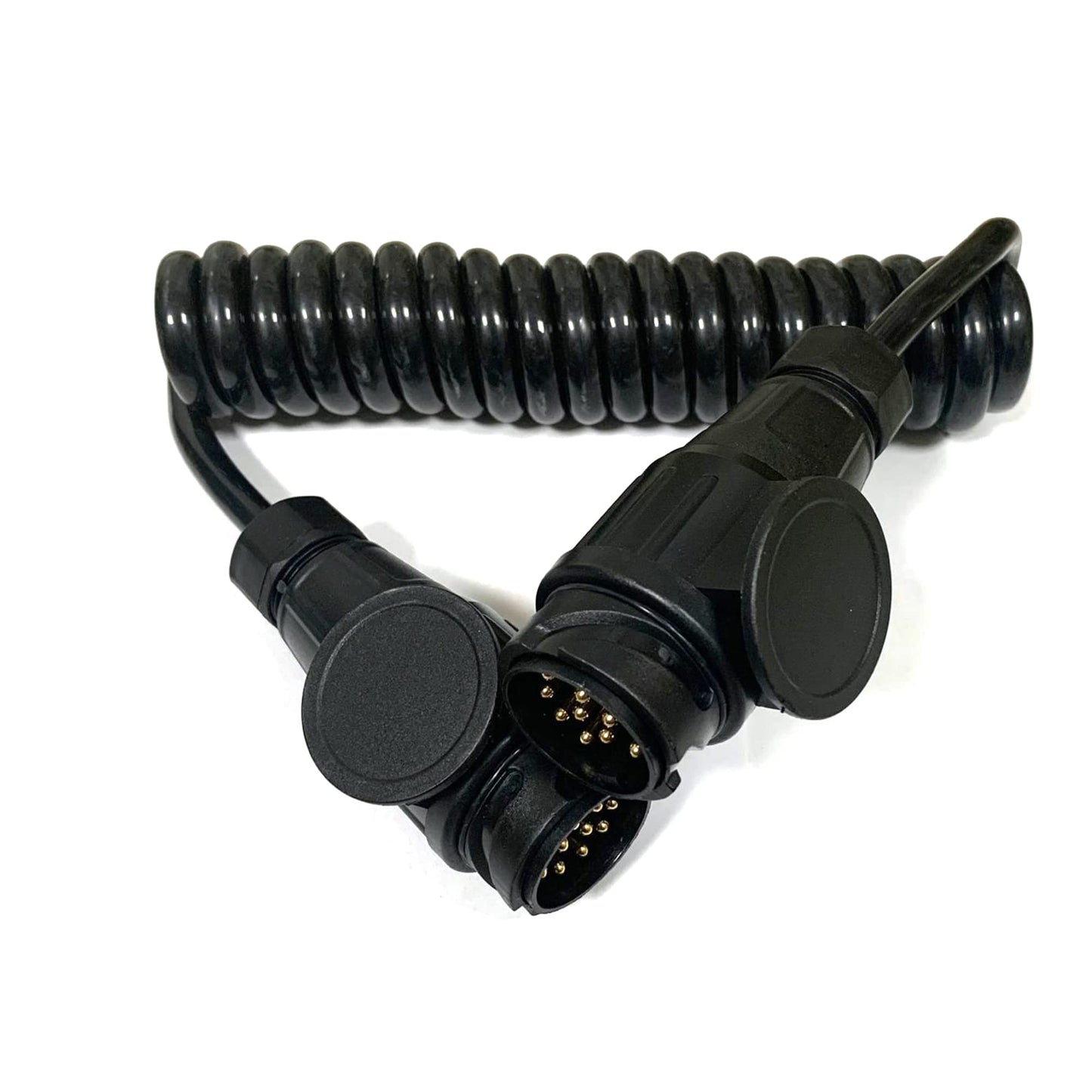JVJ coiled cable 13-pin trailer extension cable plug 3M 13-13 pin 13-pin to 13-pin trailer cable adapter for cars RV motorhome tractor camper vehicle caravan