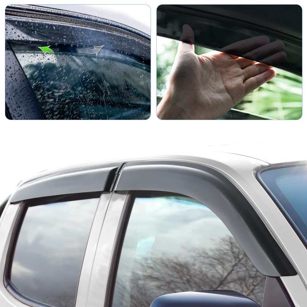 JHCHAN wind deflectors for Isuzu D-Max 2012-2019 V-Cross LSE LS L double cab, smoke grey side window deflectors 4 pieces (D-max 2012-2019)