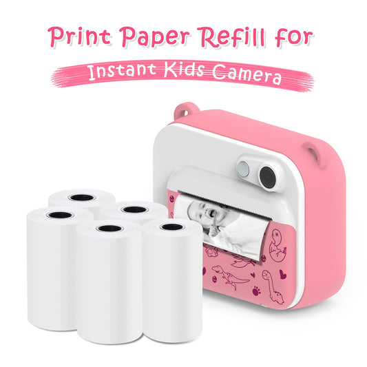 5 rolls of printing paper for kids camera, instant print thermal paper, refill paper for kids camera (length: 23.95 feet & width: 2.28 inches)...