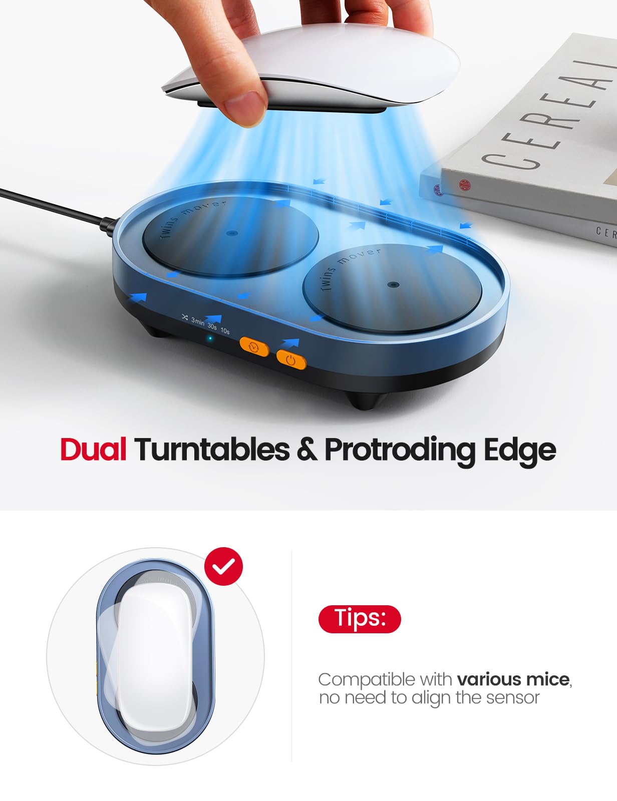 VAYDEER Mouse Mover, no need to calibrate cursor, undetectable, silent mouse shaker, simulates realistic mouse movement, with adjustable intervals and on/off switch.