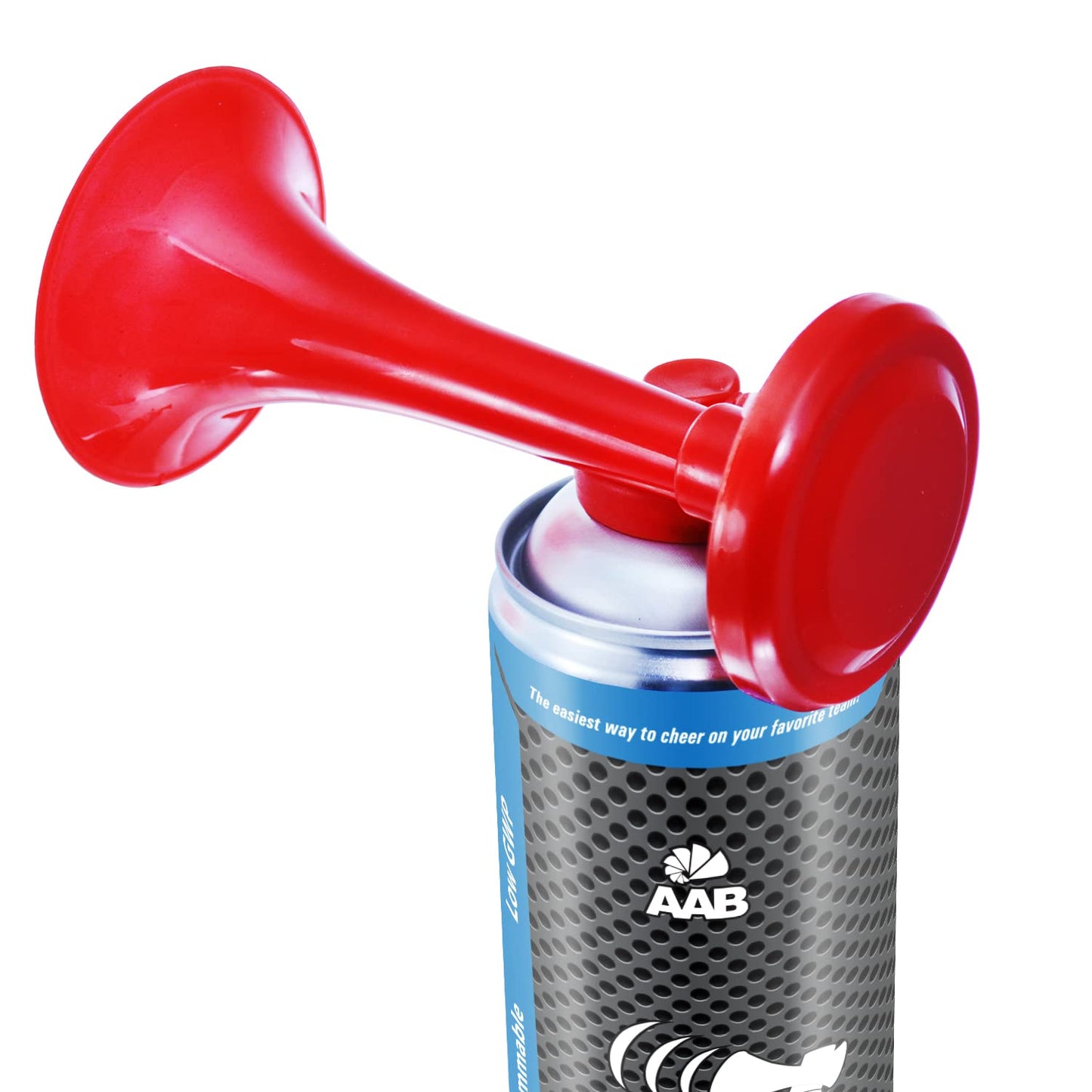 3 x AAB signal horn - loud air horn 106 dB(A), soccer fan merchandise with non-flammable gas, up to 320 short beeps, fanfare, stadium air horn, pressurized air trumpet.