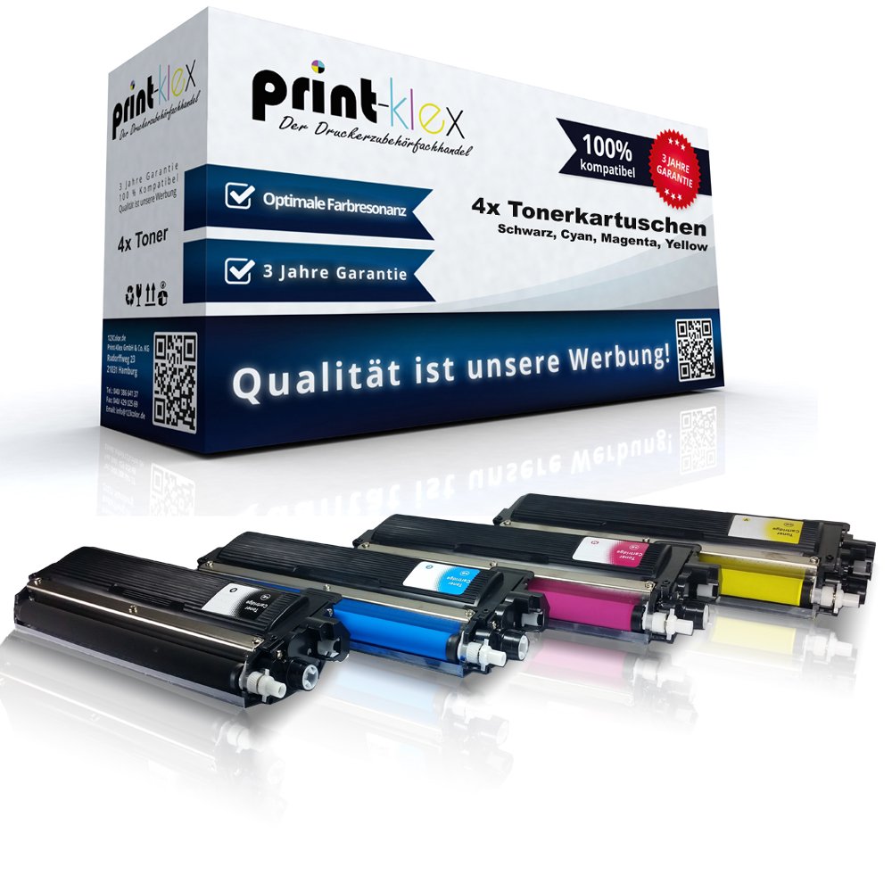 4X Print-Klex toner cartridges compatible for Brother MFC-9130 CW MFC-9140 CDN MFC-9330 CDW MFC-9340 CDW TN-241 TN-245 Black Cyan Magenta Yellow - Value pack