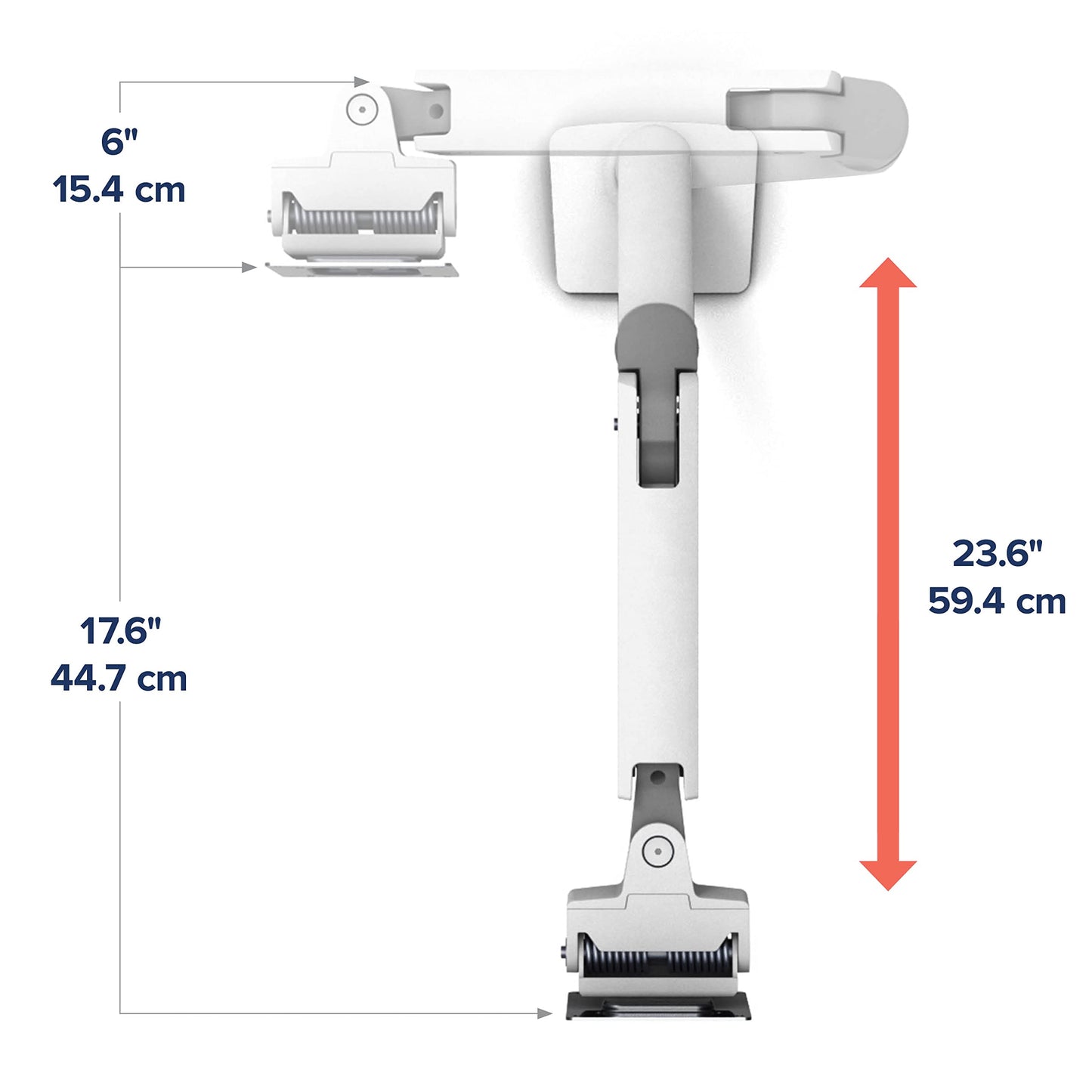 ERGOTRON HX Monitor Arm with HD hinge in White, desk mount with patented CF technology for ultra-wide curved monitors up to 49 inches, 29.2cm height adjustment, VESA compatible, 10-year warranty.