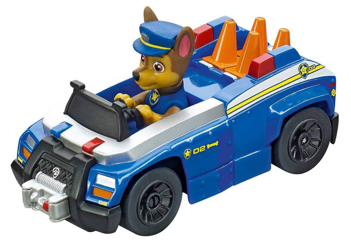 Carrera 369-3033 FIRST PAW PATROL On the Track 2.4m Race Track Set | 2 remote-controlled vehicles featuring Chase and Marshall | includes hand controller & track pieces | toy for kids 3+ years old