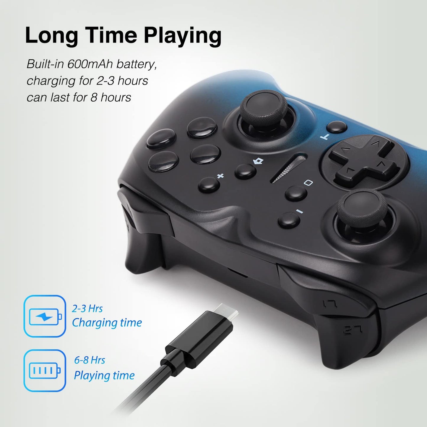 VooFun Switch Controller, Wireless Switch Pro Controller compatible with Switch/OLED/Lite/PC Windows, Bluetooth Gamepad with motion control, dual vibration, turbo, wake-up function.
