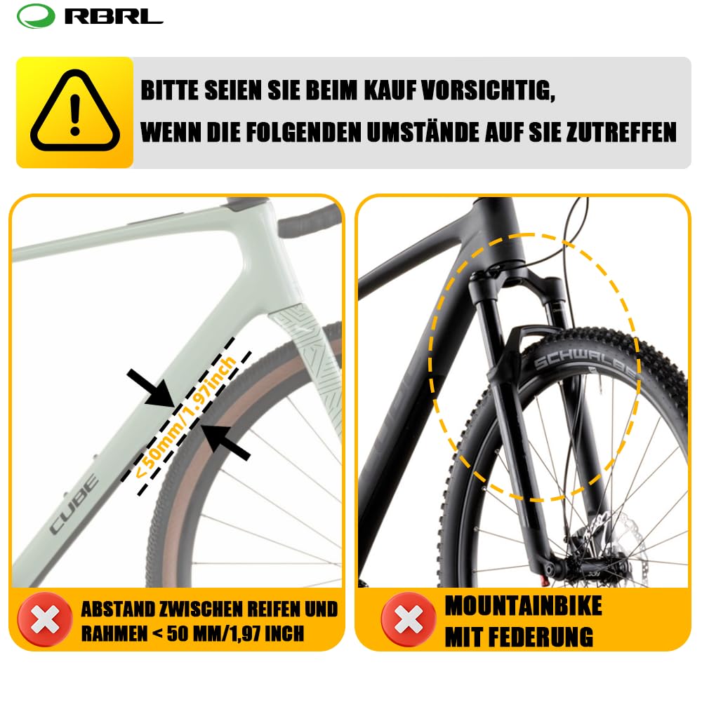 RBRL Bicycle Fender Set, Universal 28 Inch Bike Fender, Adjustable and Easy to Install Mudguard (Wheel Protection for Gravel Bikes, Road Bikes)