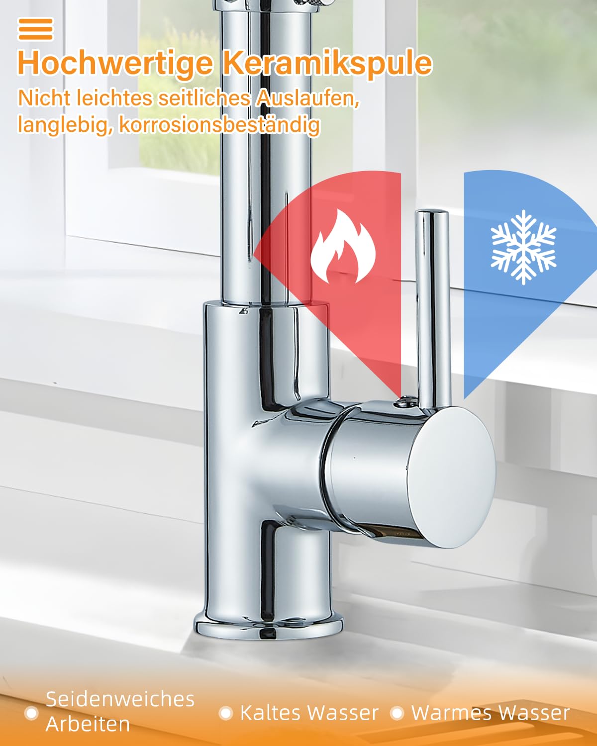 Hbronze shower kitchen faucet with pull-out sprayer, 360° swivel kitchen faucet, single handle sink faucet, high pressure stainless steel kitchen mixer tap, galvanic.