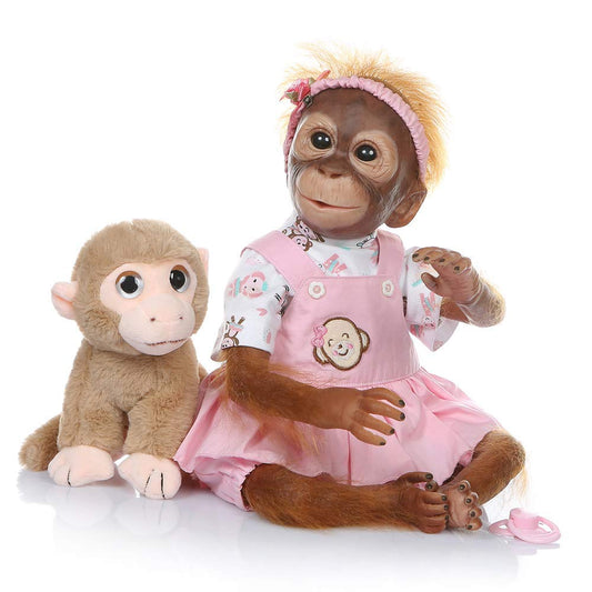 ZIYIUI Reborn Baby MONKEY Doll 21 Inch 52 cm Reborn Doll with Cloth Body Lifelike Baby Doll Realistic MONKEY Doll with Stuffed Animal