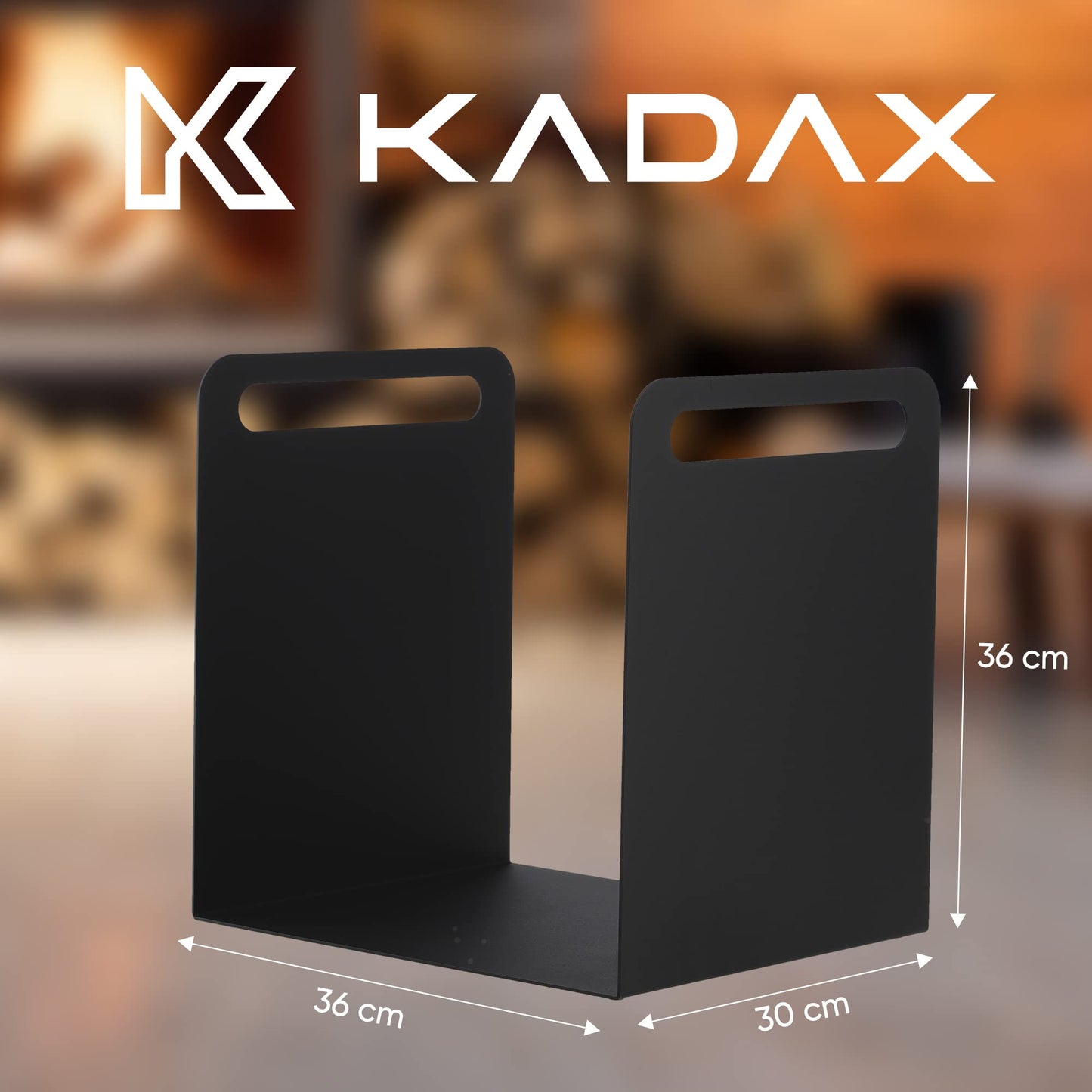 KADAX firewood rack, firewood holder made of sturdy steel, black firewood storage, powder-coated log rack in various patterns (36 x 30 x 36 cm)