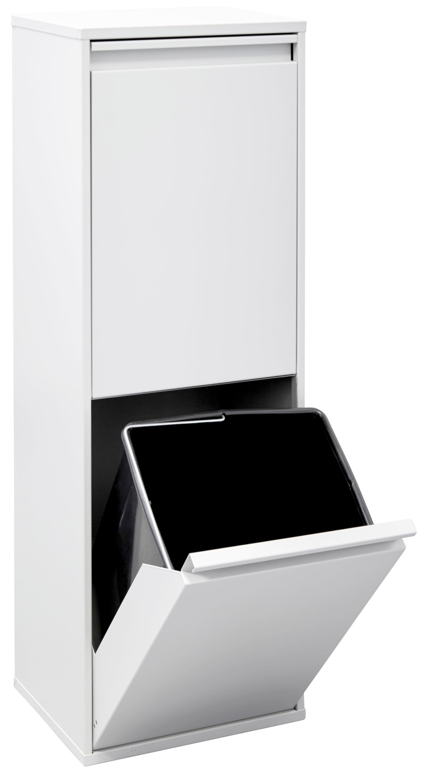 ARREGUI Basic CR201-B steel waste separation system | 2 compartments trash can for the kitchen | 2 compartment garbage bin | 2x17 L (34L) | Removable inner bins with handle | Recycling cabinet for waste separation | white