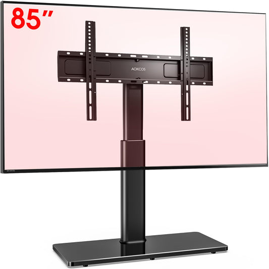 AOKCOS TV stand base TV stand height 1130mm for 43-75 85 inch TVs, tiltable swivel adjustable height TV stand, universal TV stand feet base Max VESA 600x400mm 50KG (black)