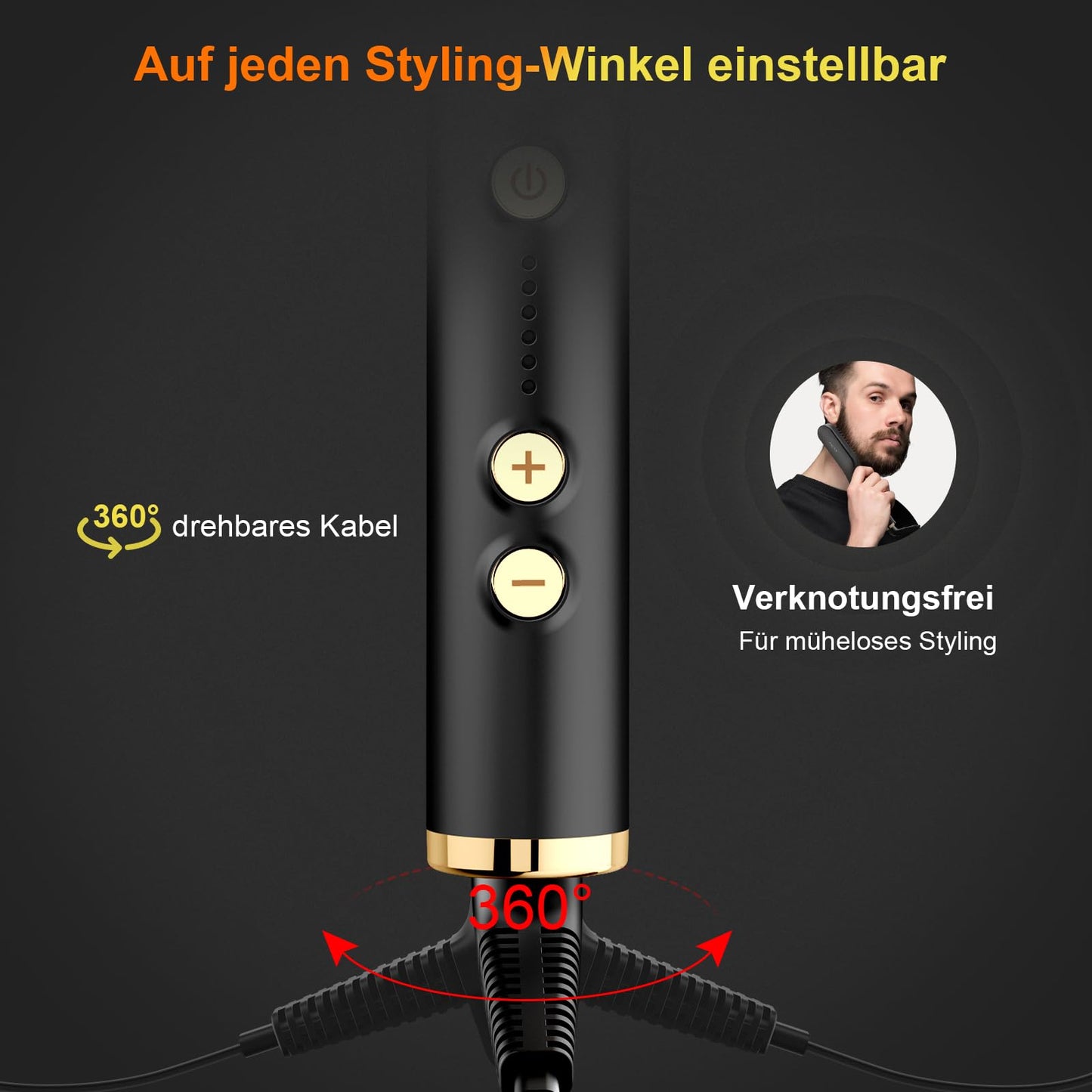 ANLAN 2 in 1 beard straightener for men and mini hair straightener, 5-level temperature (120-200°C), 30s quick heated, Ionic hair beard straightener brush for styling beard and hair.