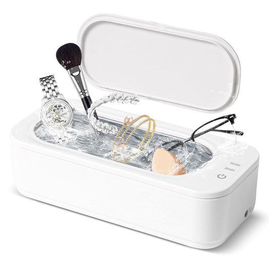 Anluomania Ultrasonic Cleaning Machine, 47000Hz Ultrasonic Device, 350ML Ultrasonic Cleaner, Glasses Cleaning Device, Ultrasonic Cleaner with 2 Modes for Glasses Dentures Jewelry Rings Coins Necklaces.