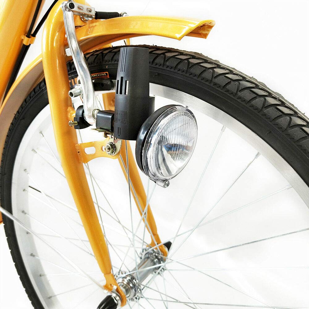 MINUS ONE adult tricycle Bicycle with 3 wheels Seniors' bike Cargo bike 24" 6-speed gear shift (yellow with lights)