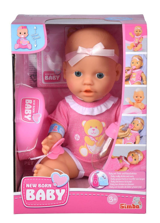 Simba 105030069 - New Born Baby Doll, Full Vinyl Doll & 105400001 - Laura Good Night Baby Accessories, Sleeping Bag
