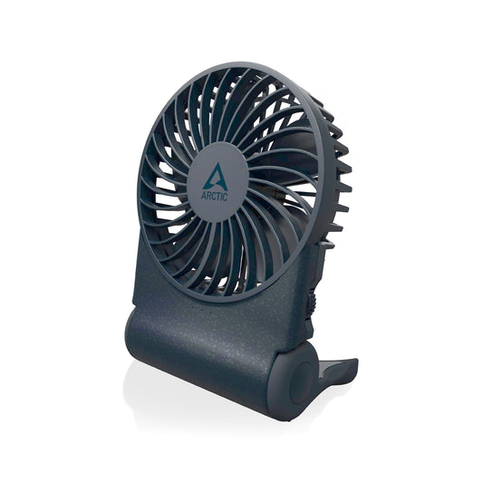 ARCTIC Summair 2Go - Rechargeable handheld fan with stand, infinitely adjustable, 4-77h runtime, USB-C connection (incl. USB-A cable) - Blue