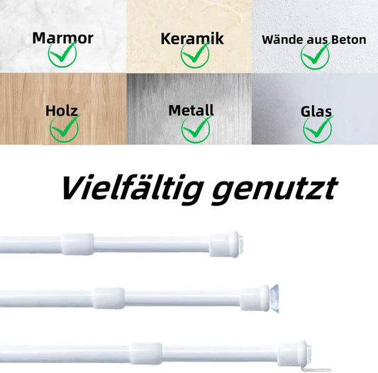 3 pieces of tension curtain rods, no drilling needed. Adjustable telescopic rods for curtains, cabinets, and kitchens. Color: white (45-60cm).