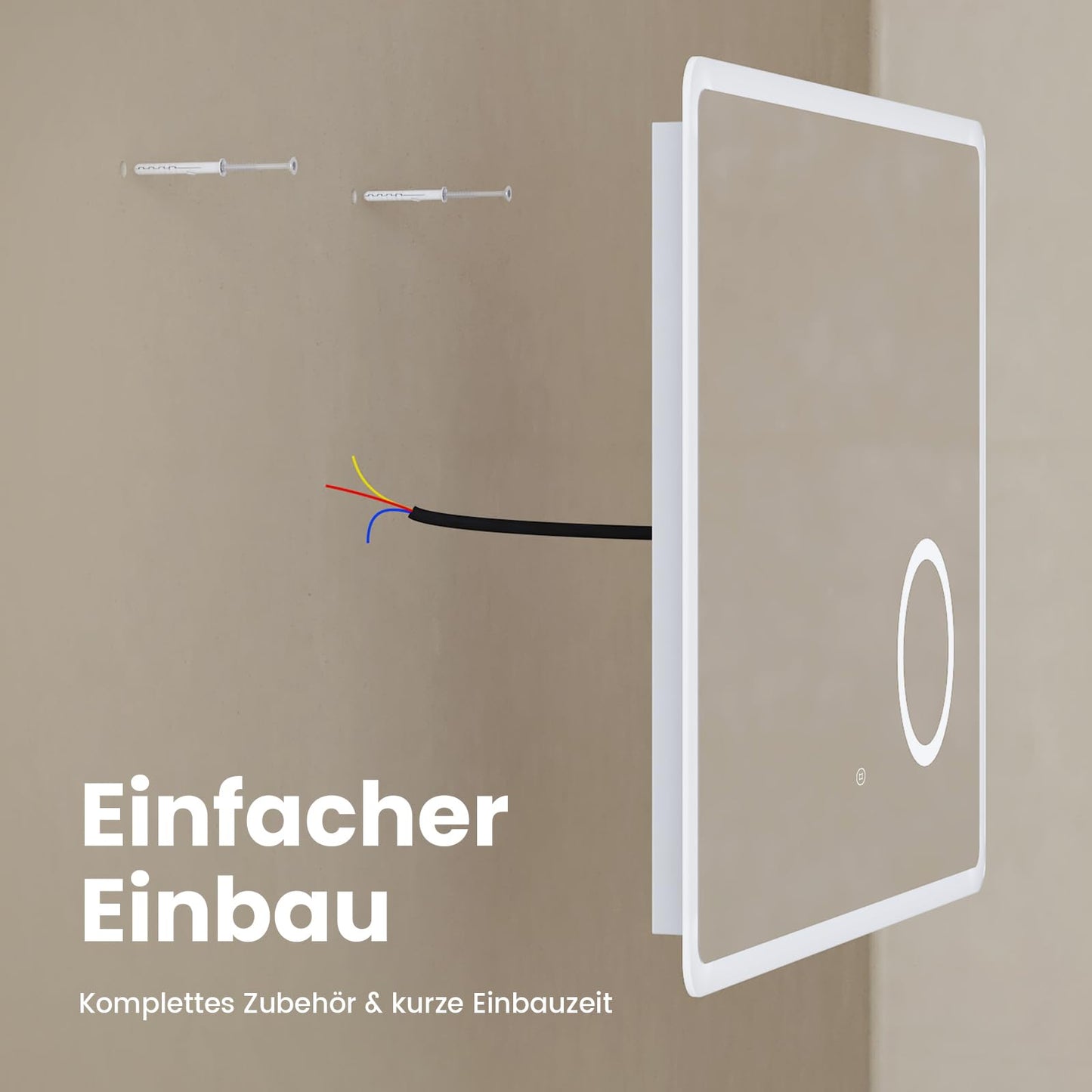 EMKE Bathroom Mirror with Lighting 100x60cm, 3X Cosmetic Mirror, 3 Light Colors, Touch Control, Energy-saving Wall Mirror IP44, 3000K/4000K/6500K.
