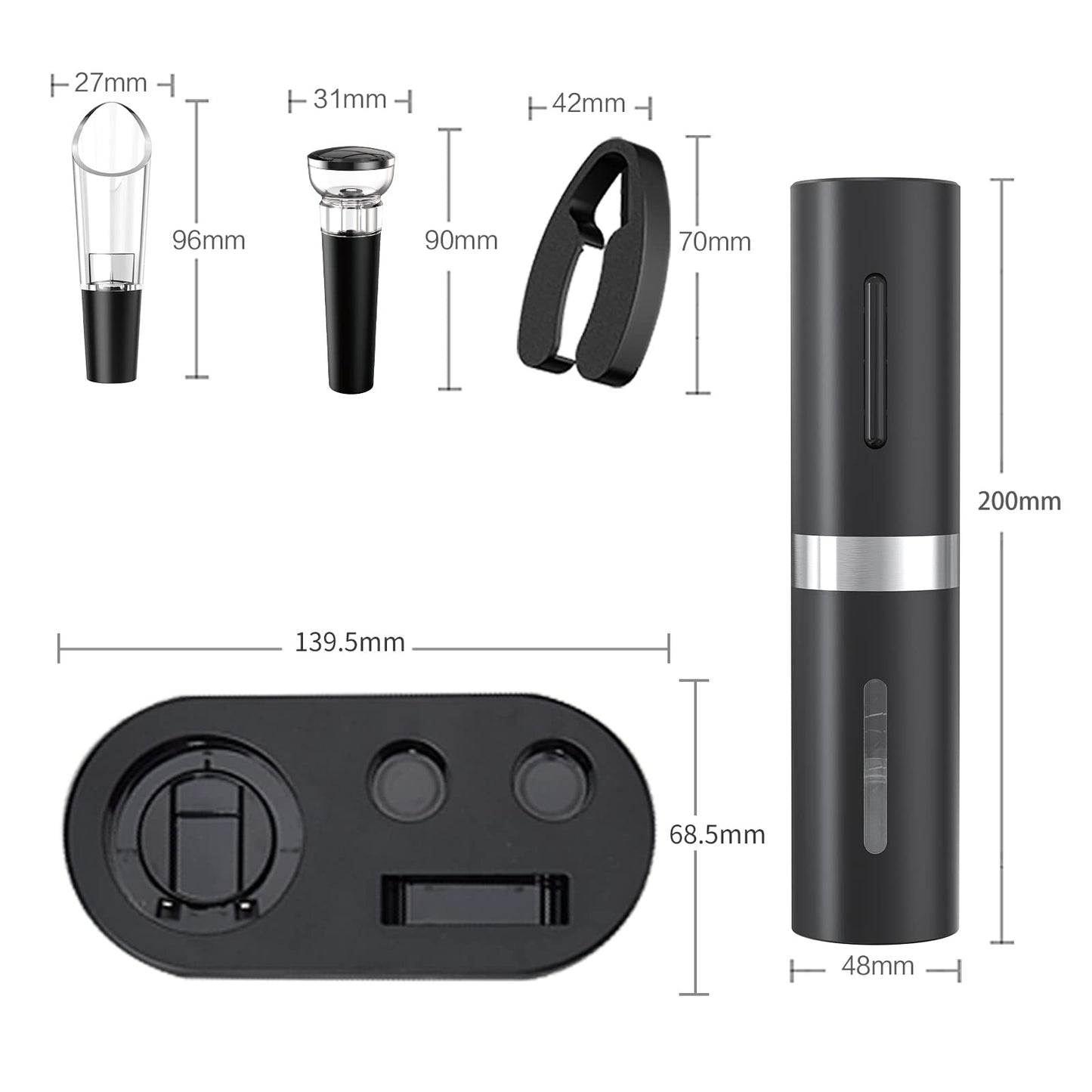 CIRCLE JOY Electric Wine Opener Set, Rechargeable 5-in-1 Wine Opener Gift Set with Charging Dock, Foil Cutter, Wine Pourer, and Vacuum Wine Stopper