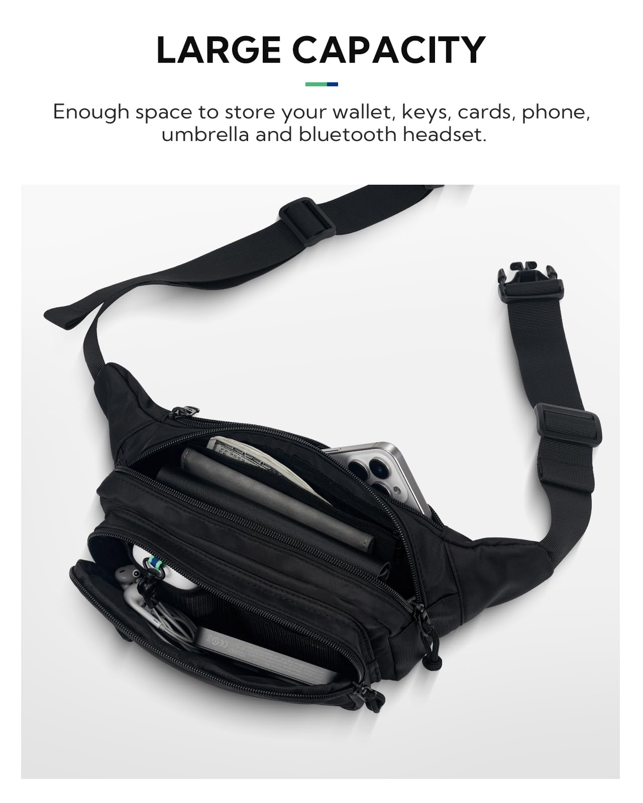 WATERFLY Waist Bag for Men and Women: Sporty Stylish Fanny Pack Small Festival Bumbag MTB Hipbag Walking Belly Bag Unisex Hip Bag for Sports Dog Training