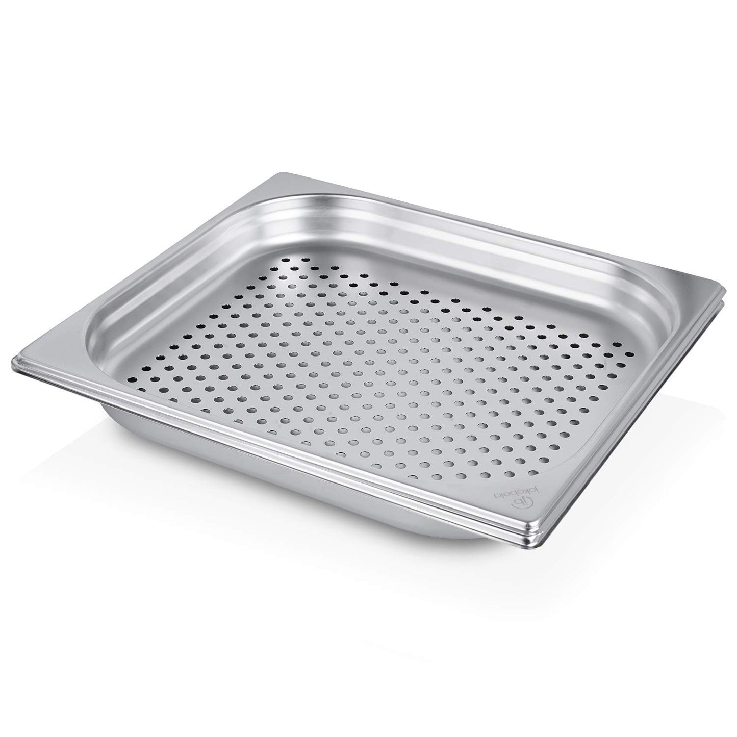 jokobela 2-piece GN container set :: 1x perforated / 1x non-perforated :: suitable for Gaggenau, Miele, and Siemens steam ovens (stainless steel, dishwasher safe, GN 2/3, W 32.5 x L 35.4 x 40mm deep)