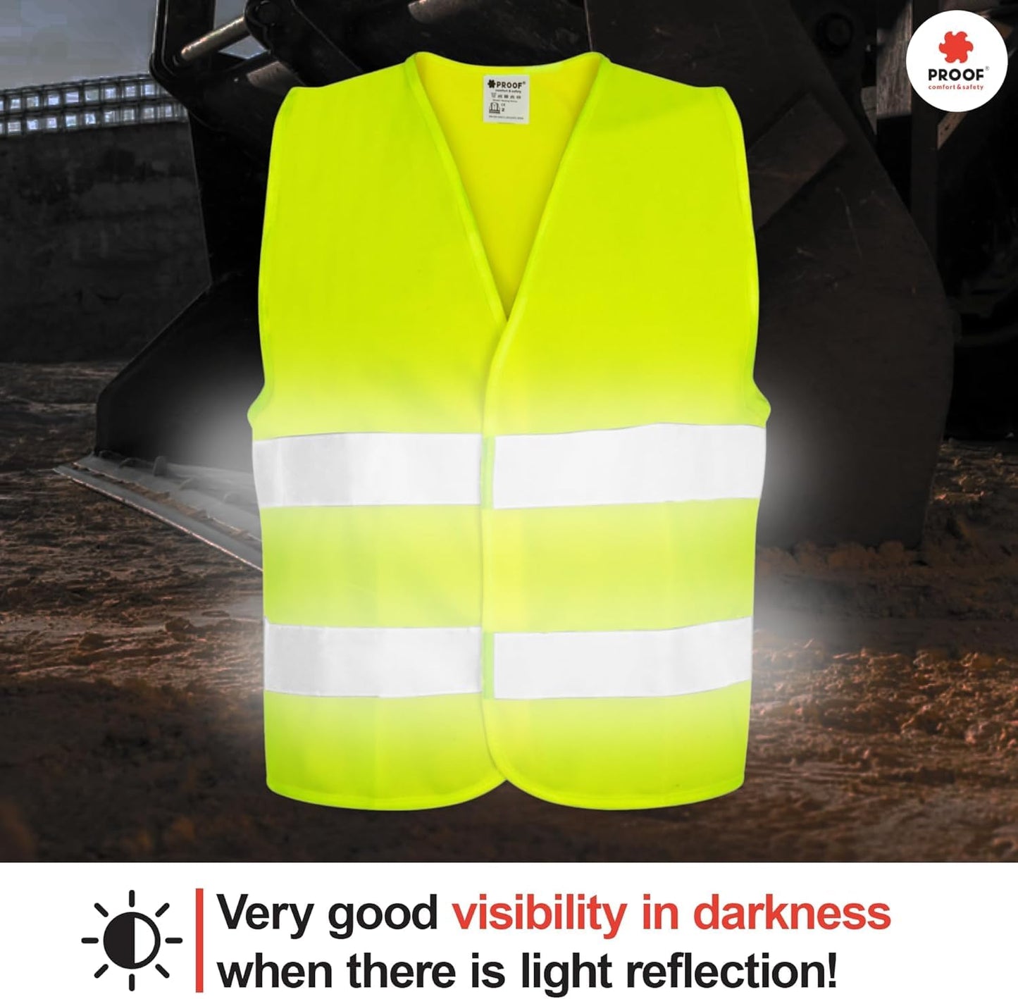 PROOF COMFORT & SAFETY Reflective Vest for Car Bike Reflective Safety Vest Reflective Jacket Emergency Vest 5 Pack Bright Orange S