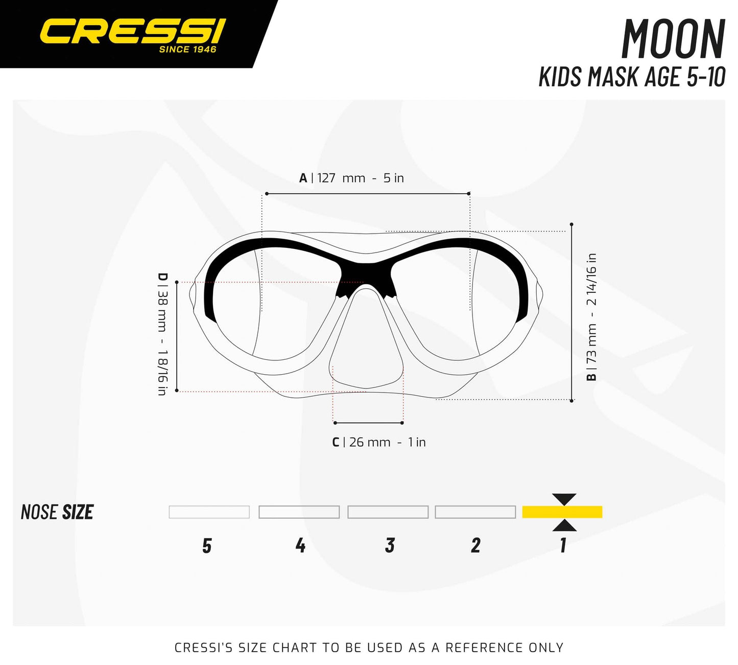 Cressi Moon Kid Combo Set - Snorkeling mask + snorkel for kids, Transparent/Blue, One size