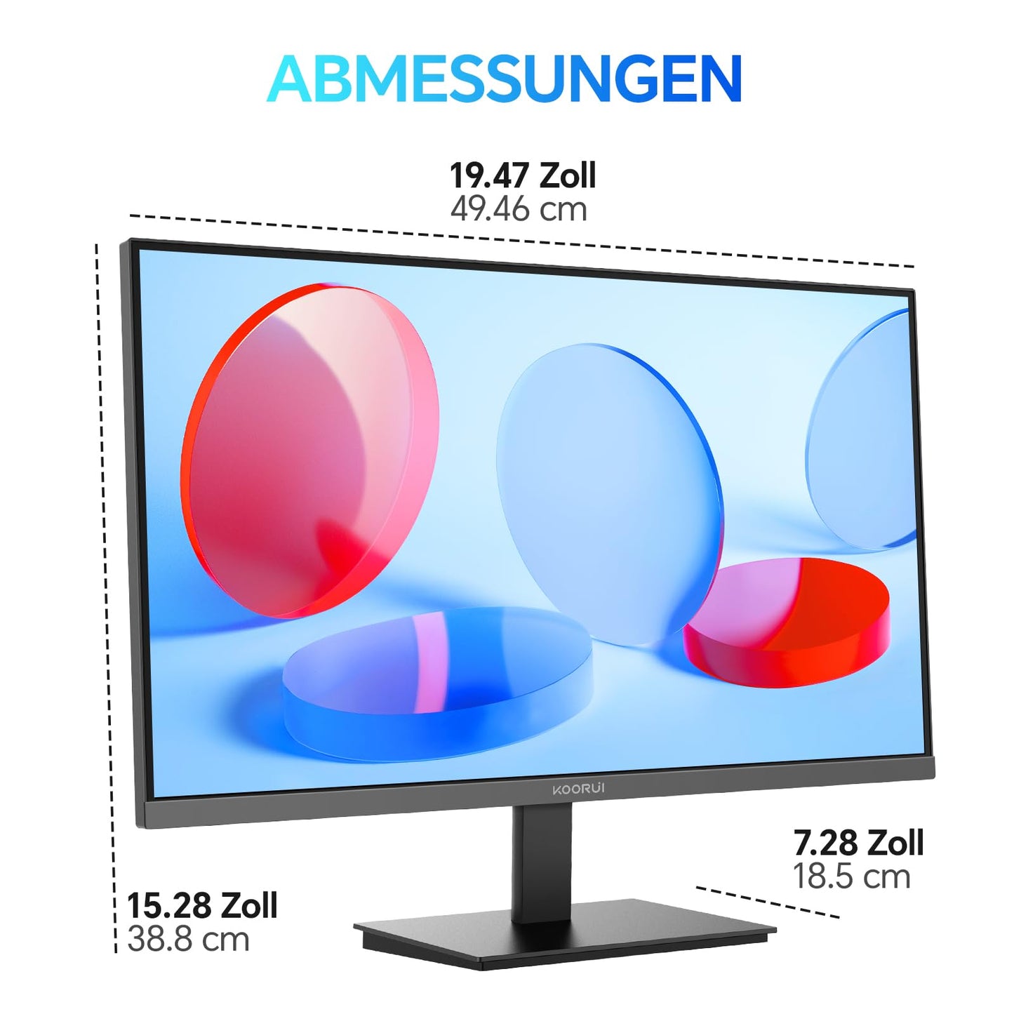 KOORUI E2412F 24-inch monitor, FHD 1920 x 1080 100Hz PC monitor, HDMI 1.4, eye care screen, 5ms GtG, tilt angle of 5° to 15°, VESA 100 x 100mm.