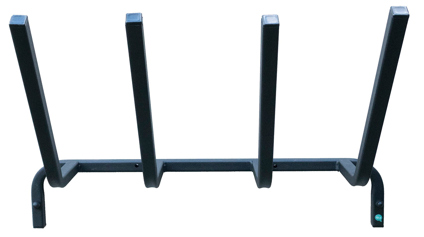 QLS shoe mount wall ski holder for 2 pairs 64 cm Nordic Walking trekking poles ski rack hook bar with protective rubber coating for space-saving storage WB2