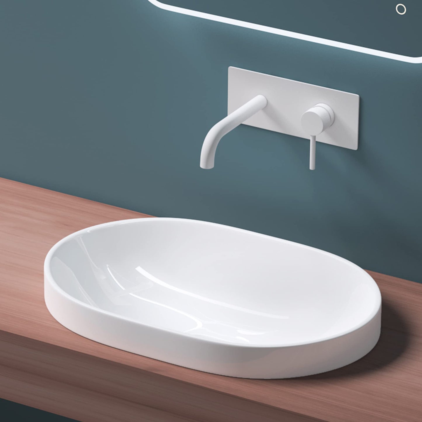 May & May countertop sink, white Brussels5006 made of ceramic, with nano-coating.