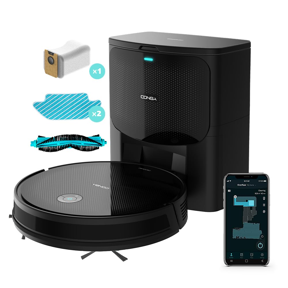 Cecotec self-emptying robot vacuum Conga 2499 Ultra Home Titanium, gyroscope technology, 2100 Pa, app, multifunction brush, 2 side brushes, 2 mops, automatic bag detection.