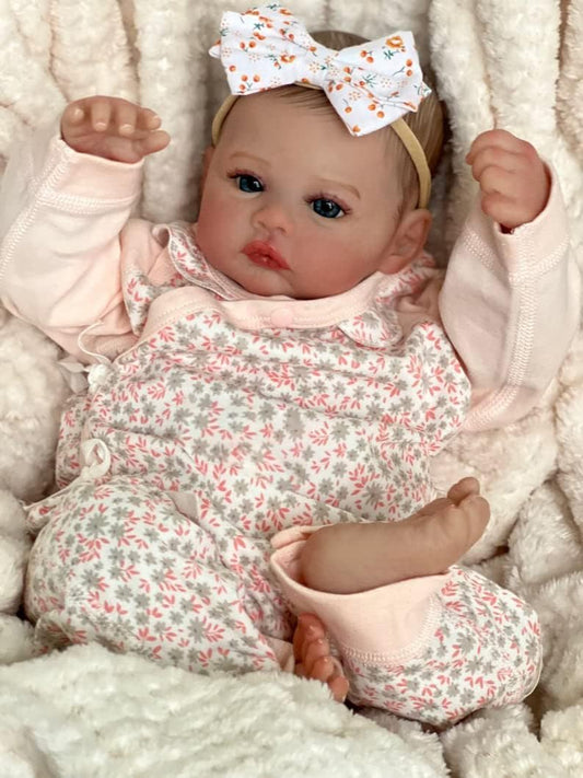 Anano Reborn Baby Silicone Lifelike 48cm Full Body Silicone Soft Newborn Reborn Baby Doll Meadow, Washable Poseable Realistic Baby Girl Doll (Blue Eyes)