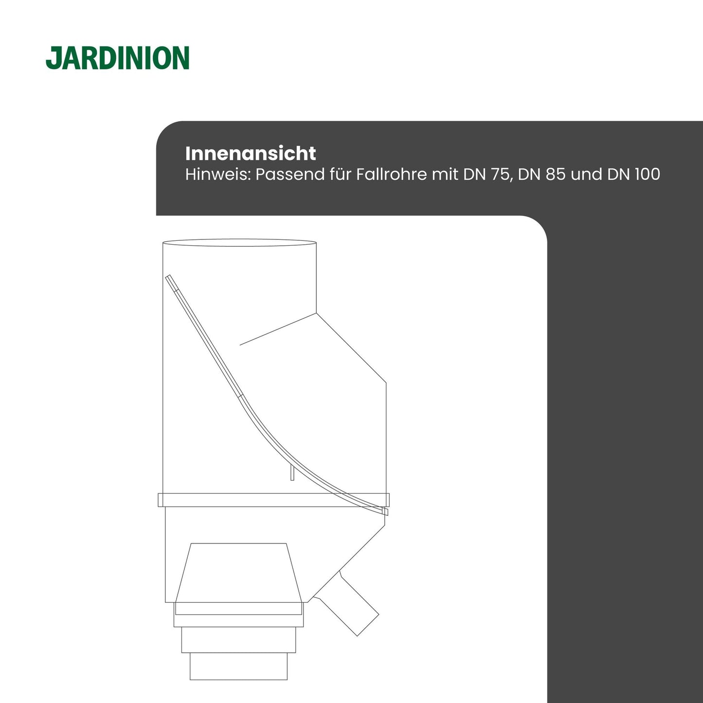Jardinion rainwater filter, downpipe leaf diverter Silver 30.5 x 12 x 17.5cm Rainwater collector for downpipes DN75, DN85, DN100