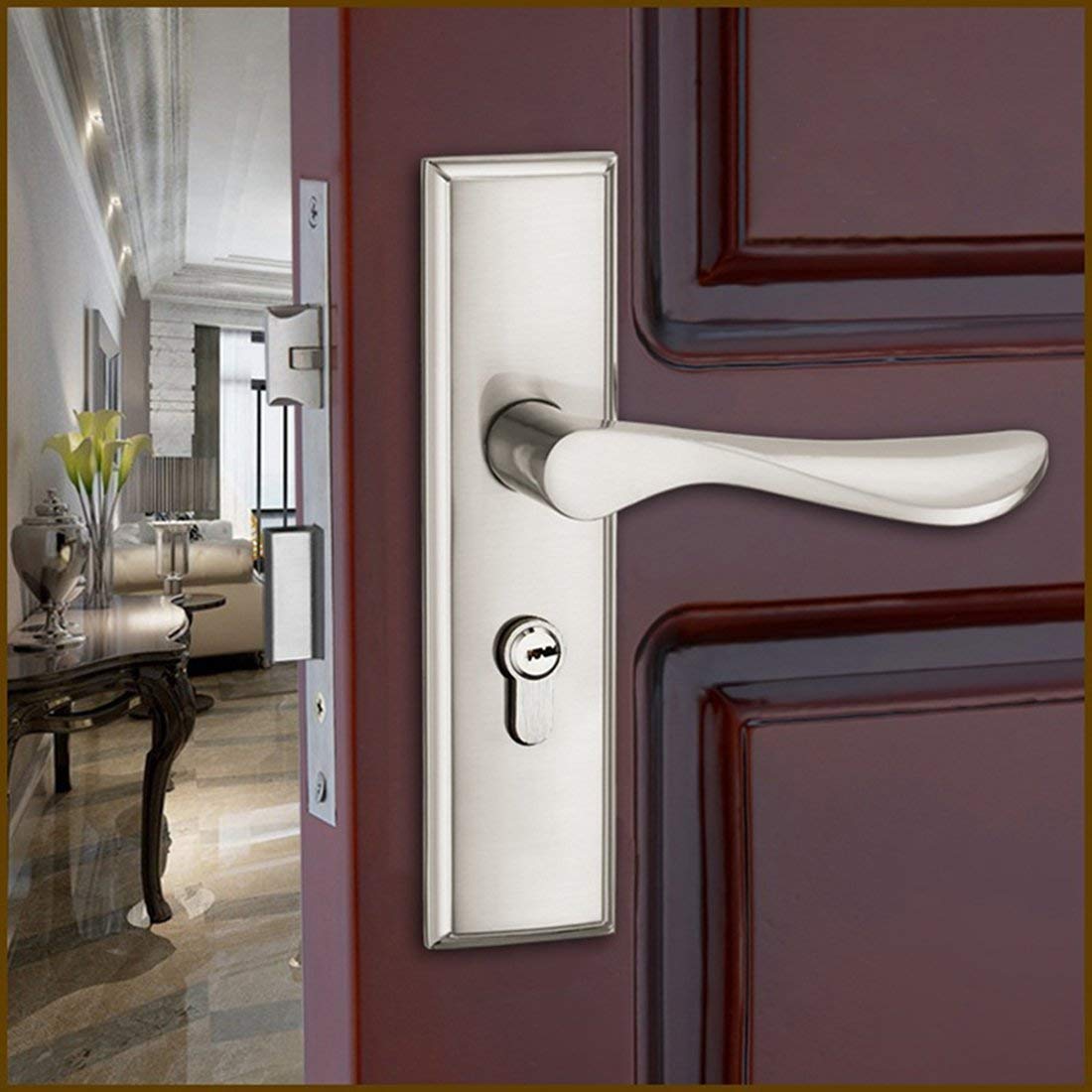 Qrity renovation set for bathroom doors, WC handle set, door handles, profile cylinder with knob, door latch, 3 copper keys, zinc alloy.