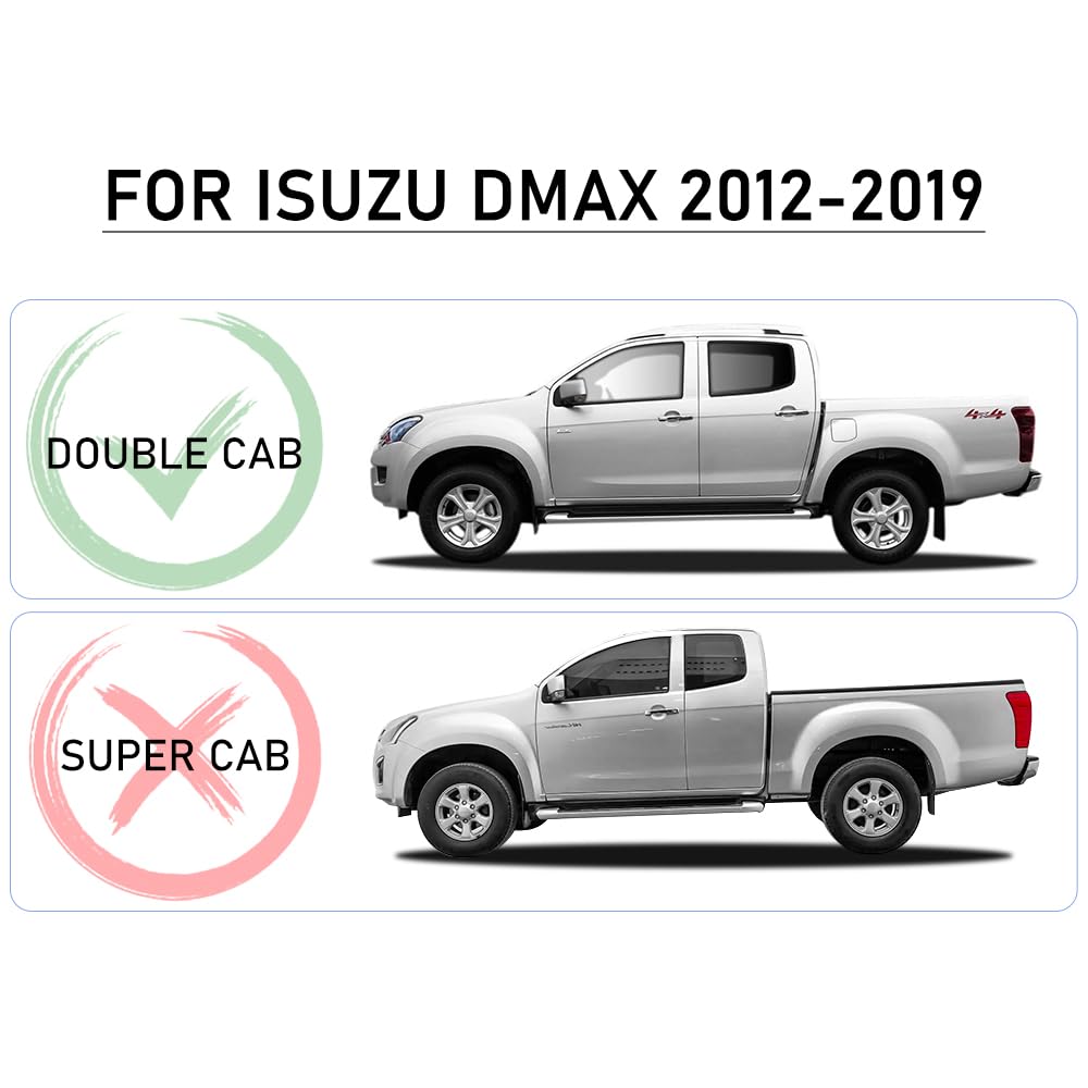 JHCHAN wind deflectors for Isuzu D-Max 2012-2019 V-Cross LSE LS L double cab, smoke grey side window deflectors 4 pieces (D-max 2012-2019)
