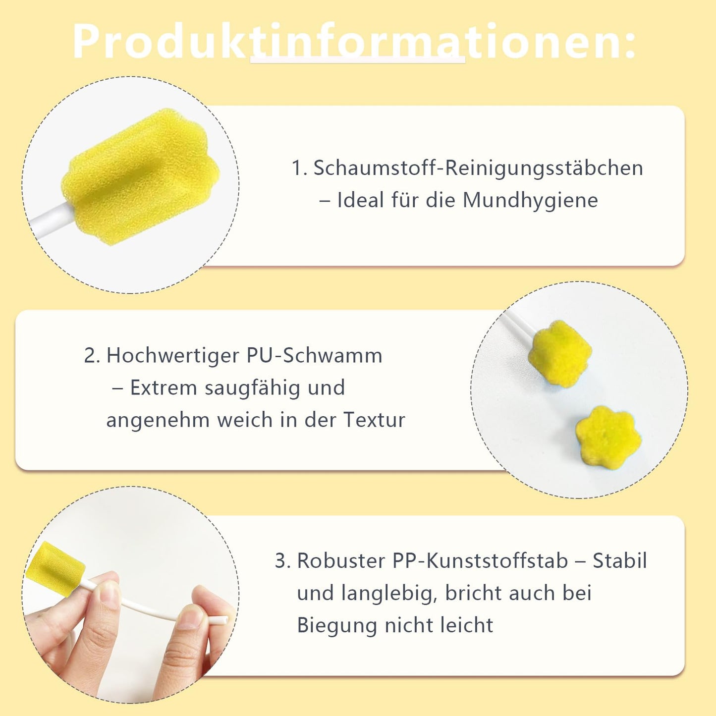 250 pieces of disposable mouth care swabs, mouth care sponge swabs, lemon flavored mouth hygiene sponges, sterile swabs for mouth hygiene in dental offices (Yellow)