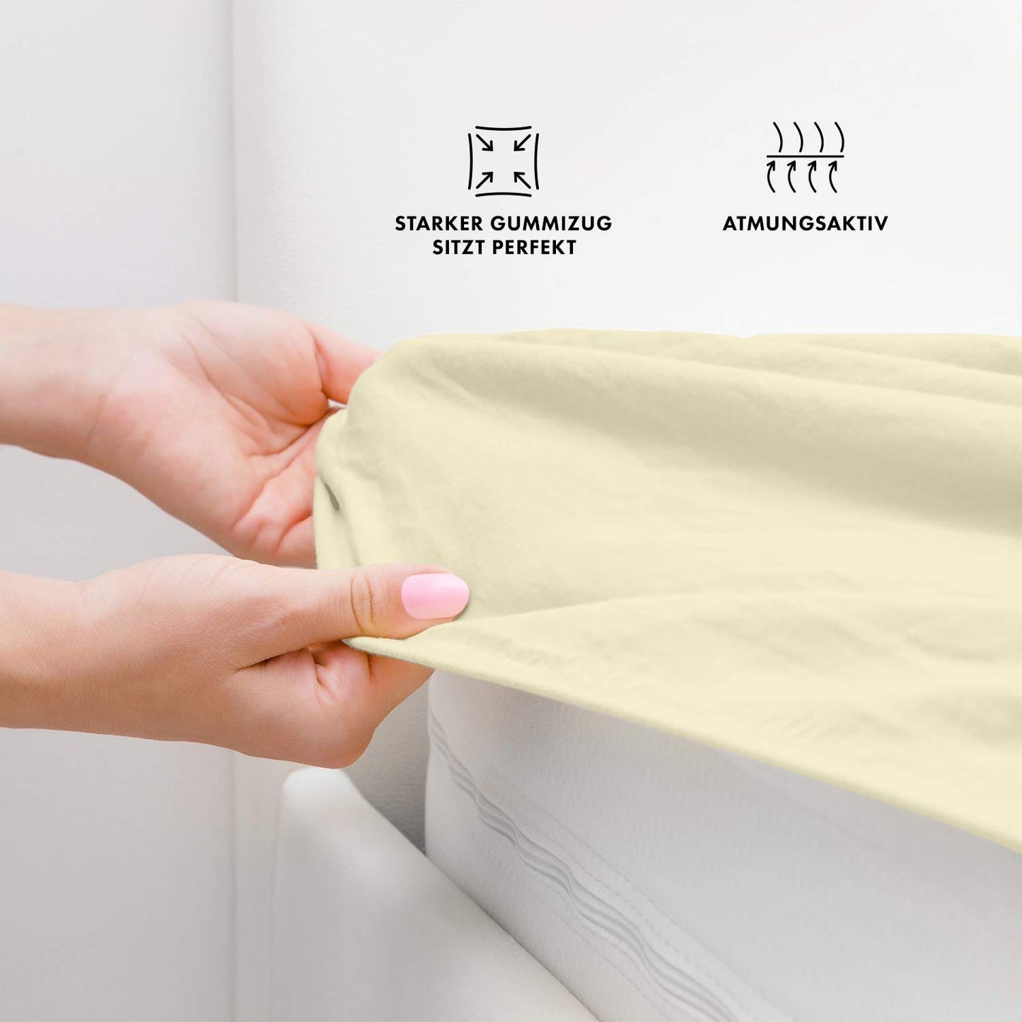Jacobson Jersey Fitted Sheet Cotton Bed Sheet (Premium 200x220 cm, Natural)