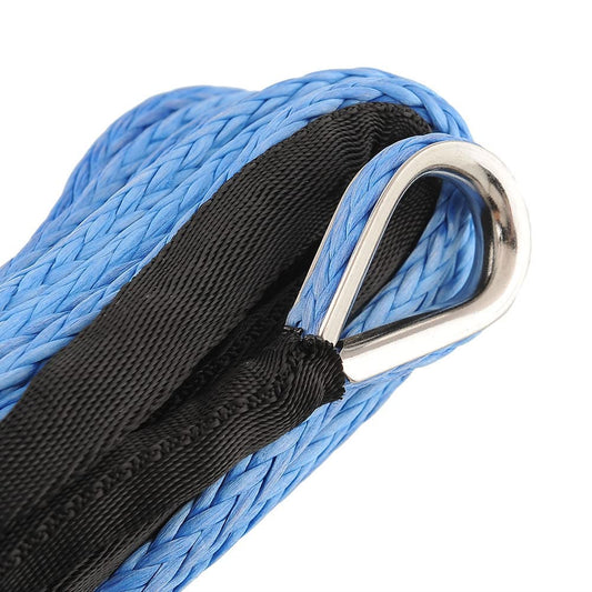 12-strand synthetic winch rope, 6mm x 15m. Synthetic winch rope with sheath. Auto tow rope for SUV, ATV, UTV, off-road vehicles, trucks, and boats. Red color.