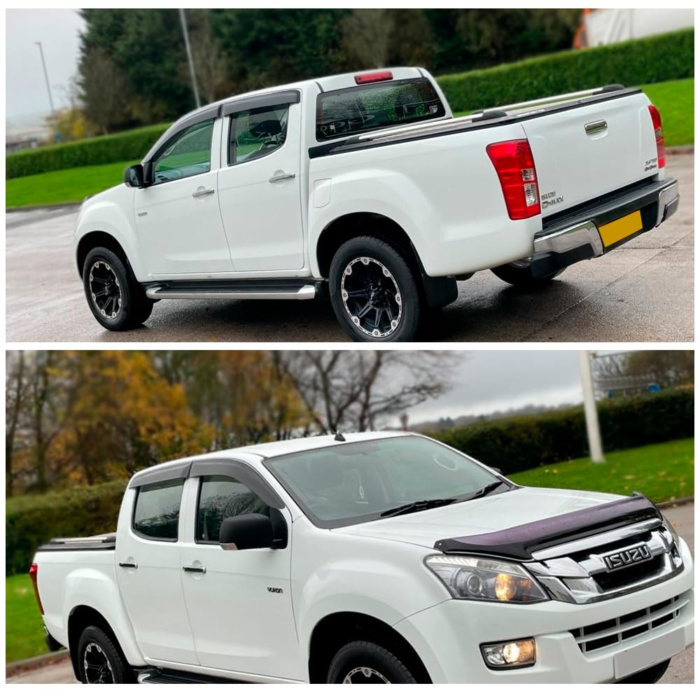 JHCHAN wind deflectors for Isuzu D-Max 2012-2019 V-Cross LSE LS L double cab, smoke grey side window deflectors 4 pieces (D-max 2012-2019)