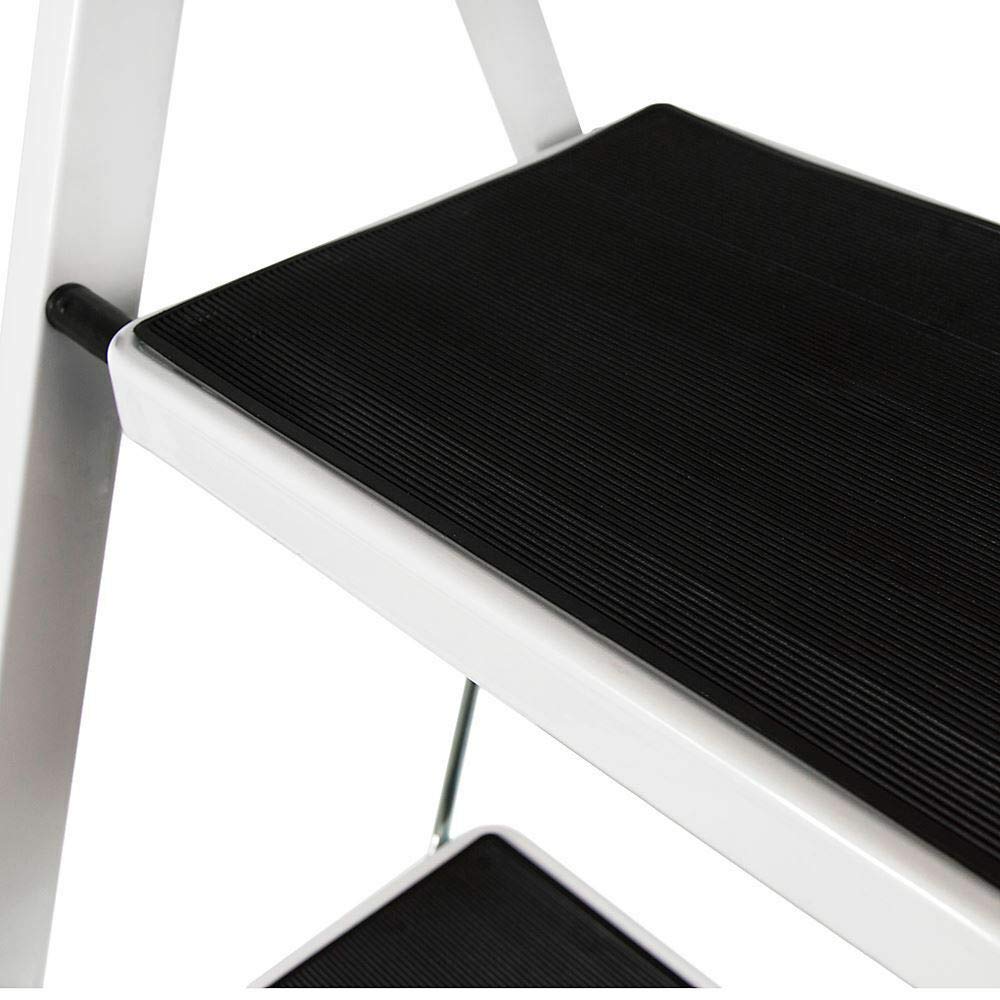 Folding 4-Step Ladder with Compact, Sturdy, High-Quality Steel Steps and Non-Slip Mats for Home/Office/Kitchen.