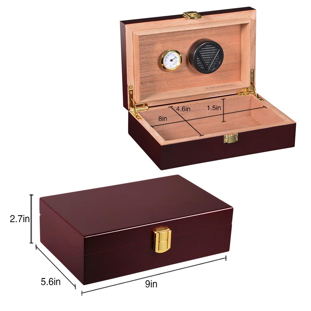 Volenx Humidor, Portable Travel Cigar Humidor, Handmade Cigar Case with Humidifier and Hygrometer, Holds up to 10 Cigars, Great Gifts for Men (Cigars not included)