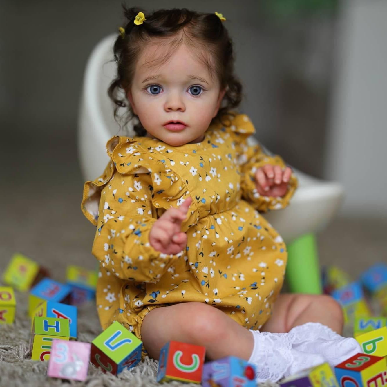 Anano Reborn baby girl lifelike 24 inches 60cm realistic beautiful reborn toddler baby doll like a real baby reborn cloth body baby doll Missy with hair